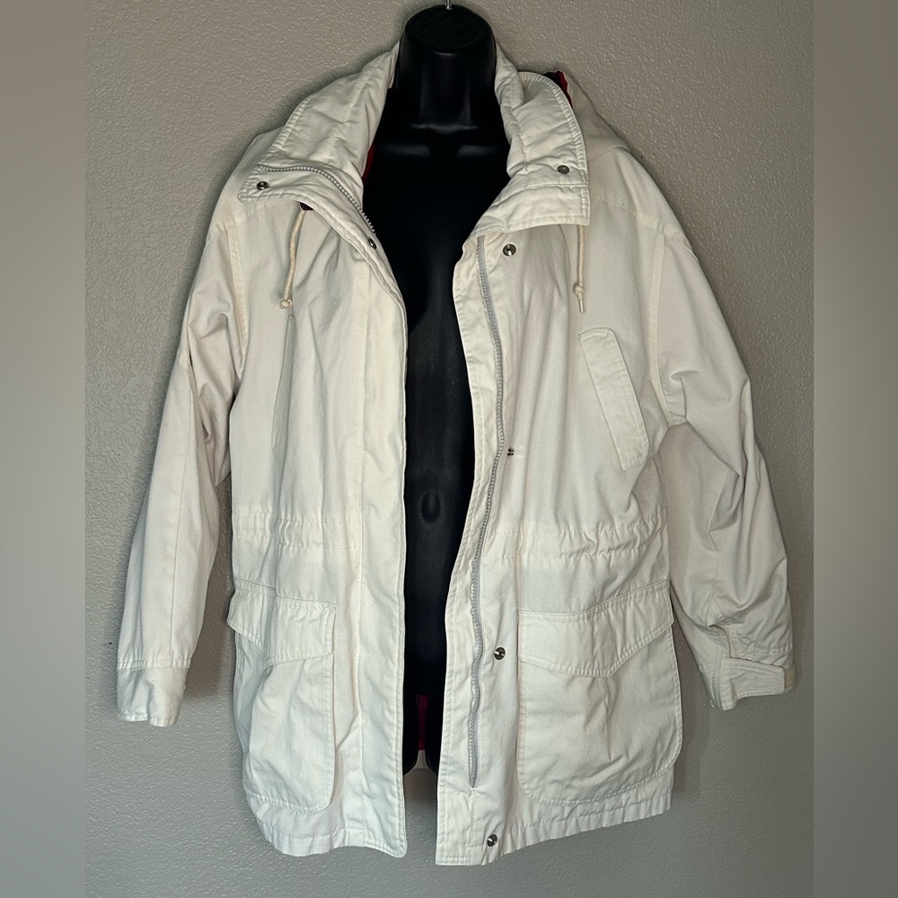 Pacific Trail Vintage Women's Off-White Flannel-Lined Jacket Drawstring Waist